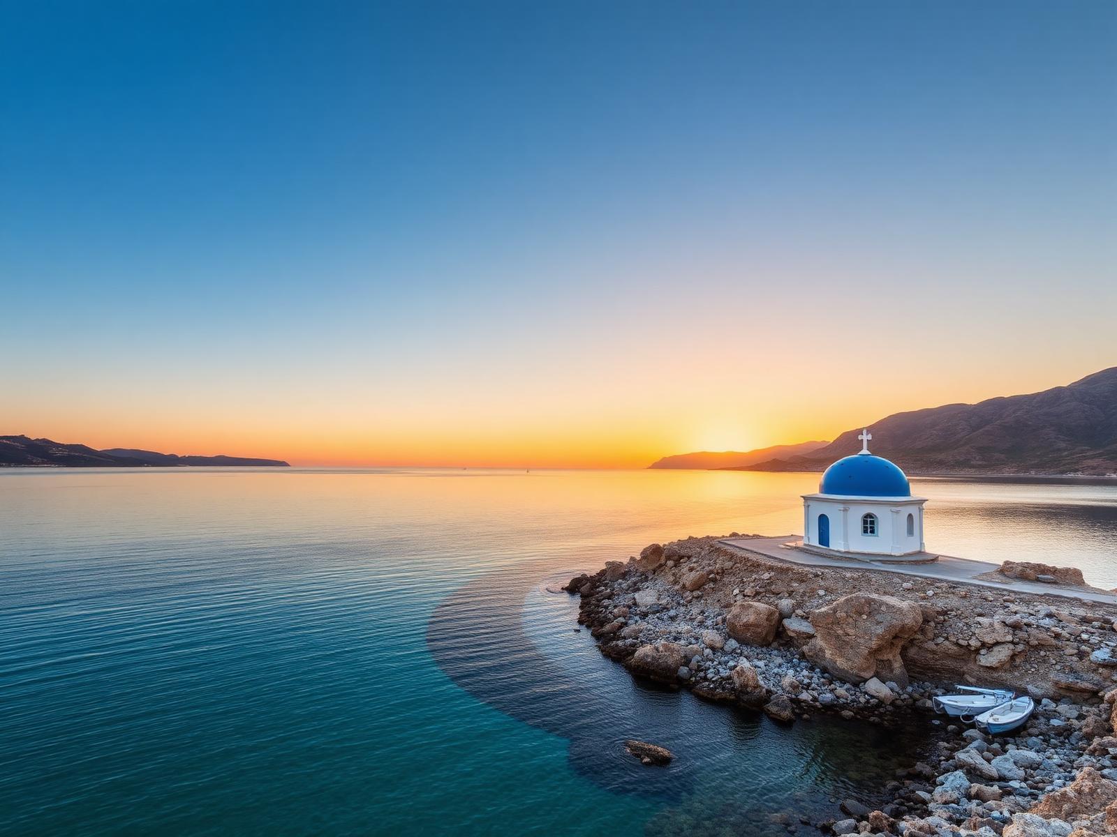 Crete coastline at golden hour